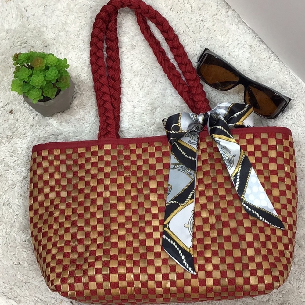 The Sak red/gold handmade tote bag